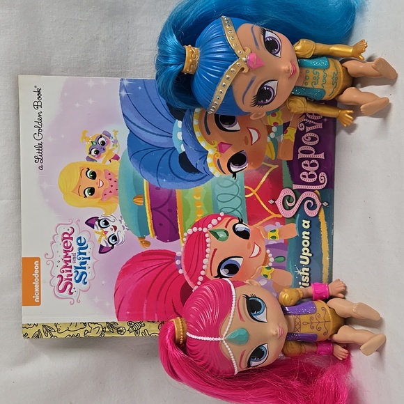 Shimmer & Shine LOT Little Golden Book & 2 Dolls Genie Mattel Viacom Nickelodeon - Picture 1 of 17